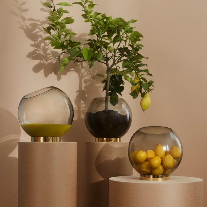 AYTM - Globe Vase large, Ø 21 x H 21 cm, forest / gold