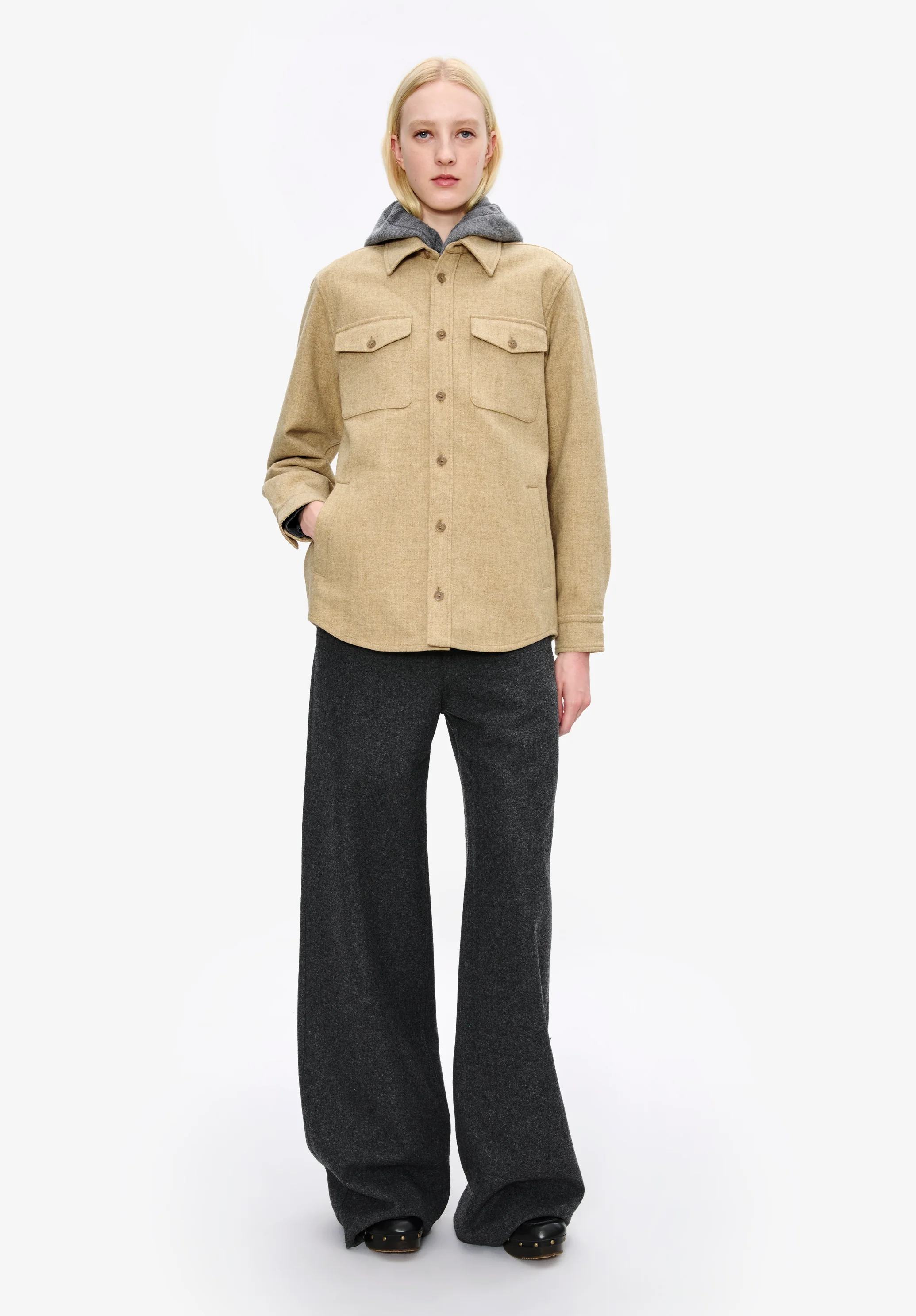 Veste surchemise - Beige chine