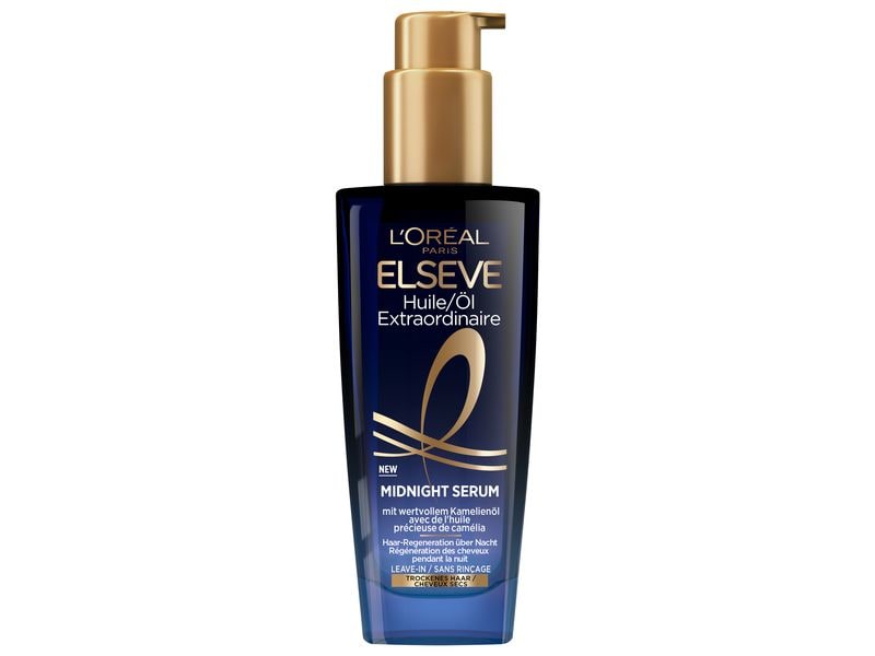 L'Oréal Elsève Serum Midnight 100 ml Serum mit Kamelienblütenöl füllt das Haar tiefenwirksam über Nacht wieder auf