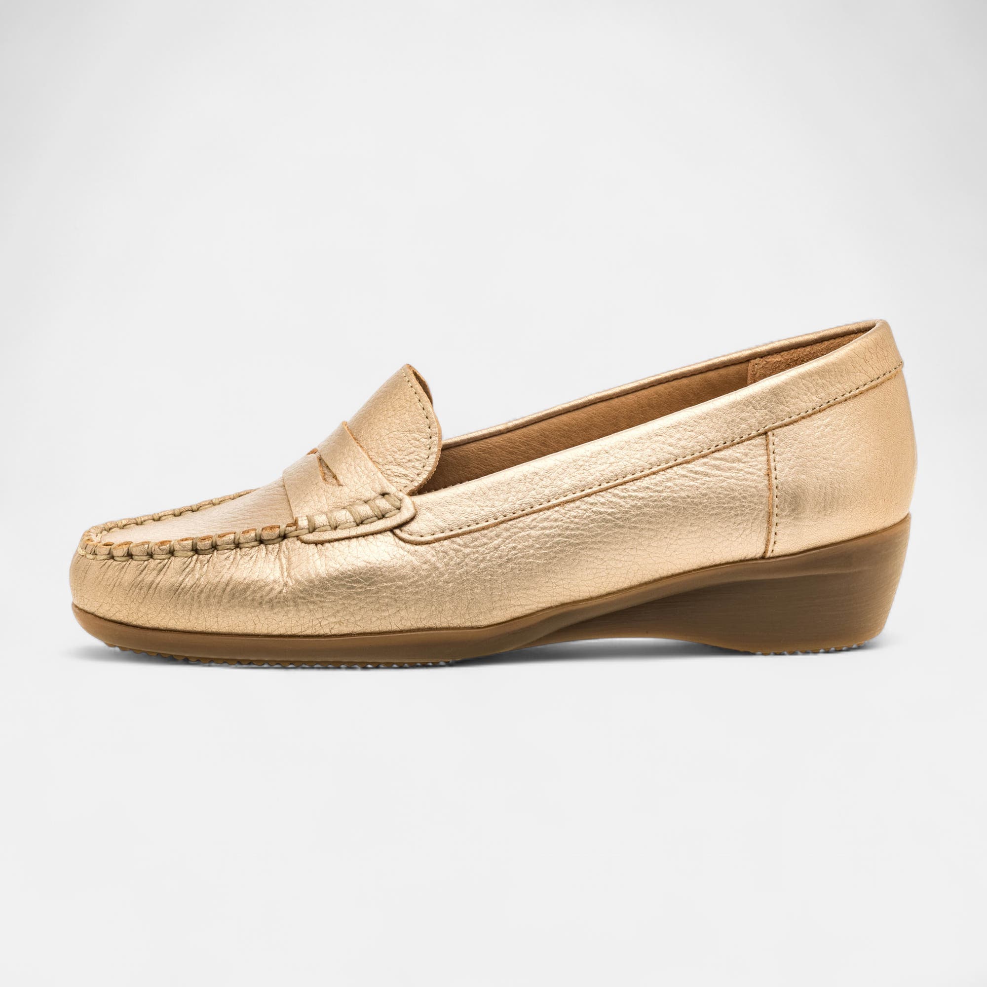 Mocassins pieds sensibles Femme en cuir or