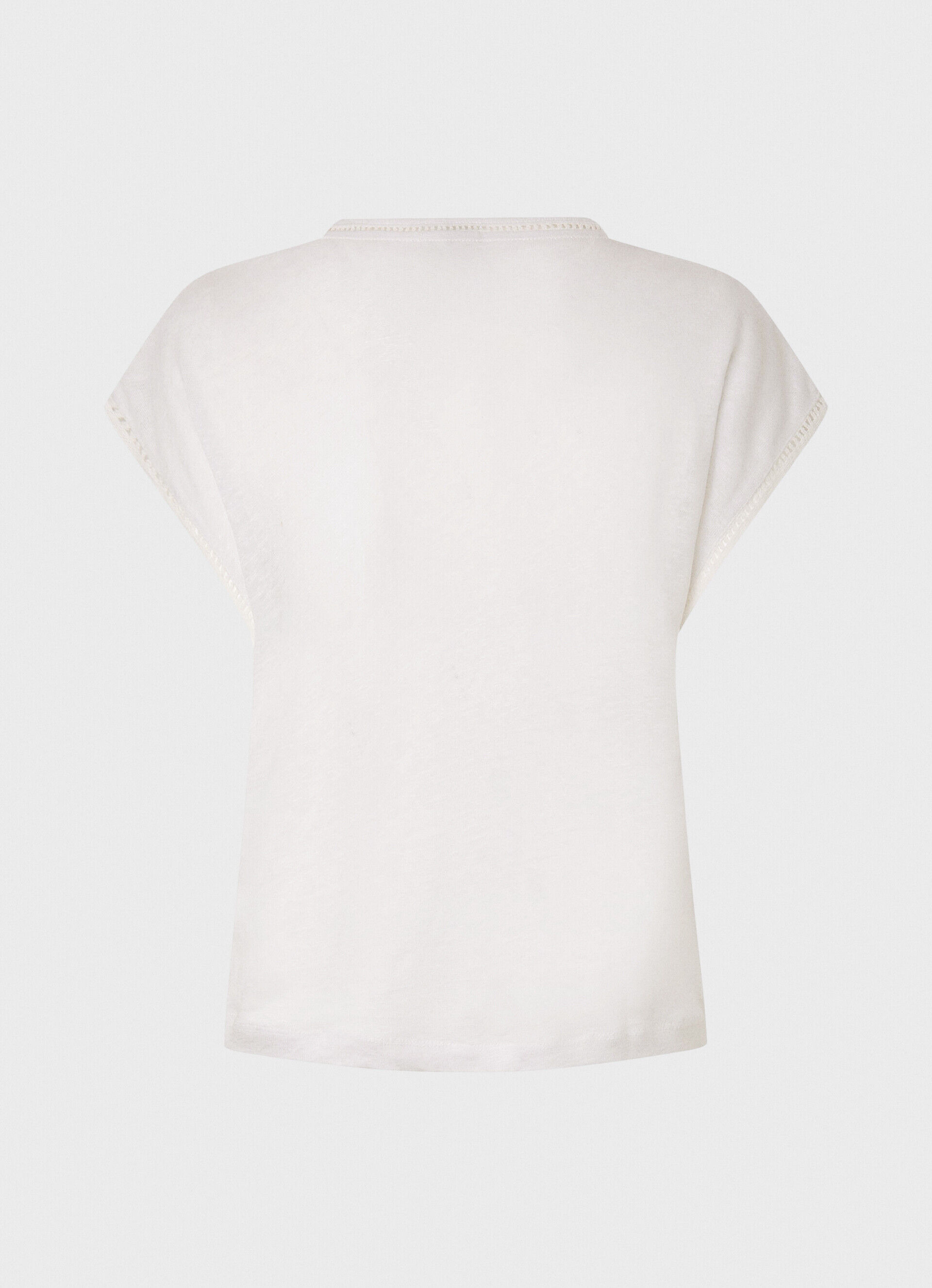 CAMISETA DE LINHO COM DECOTE EM V - branca