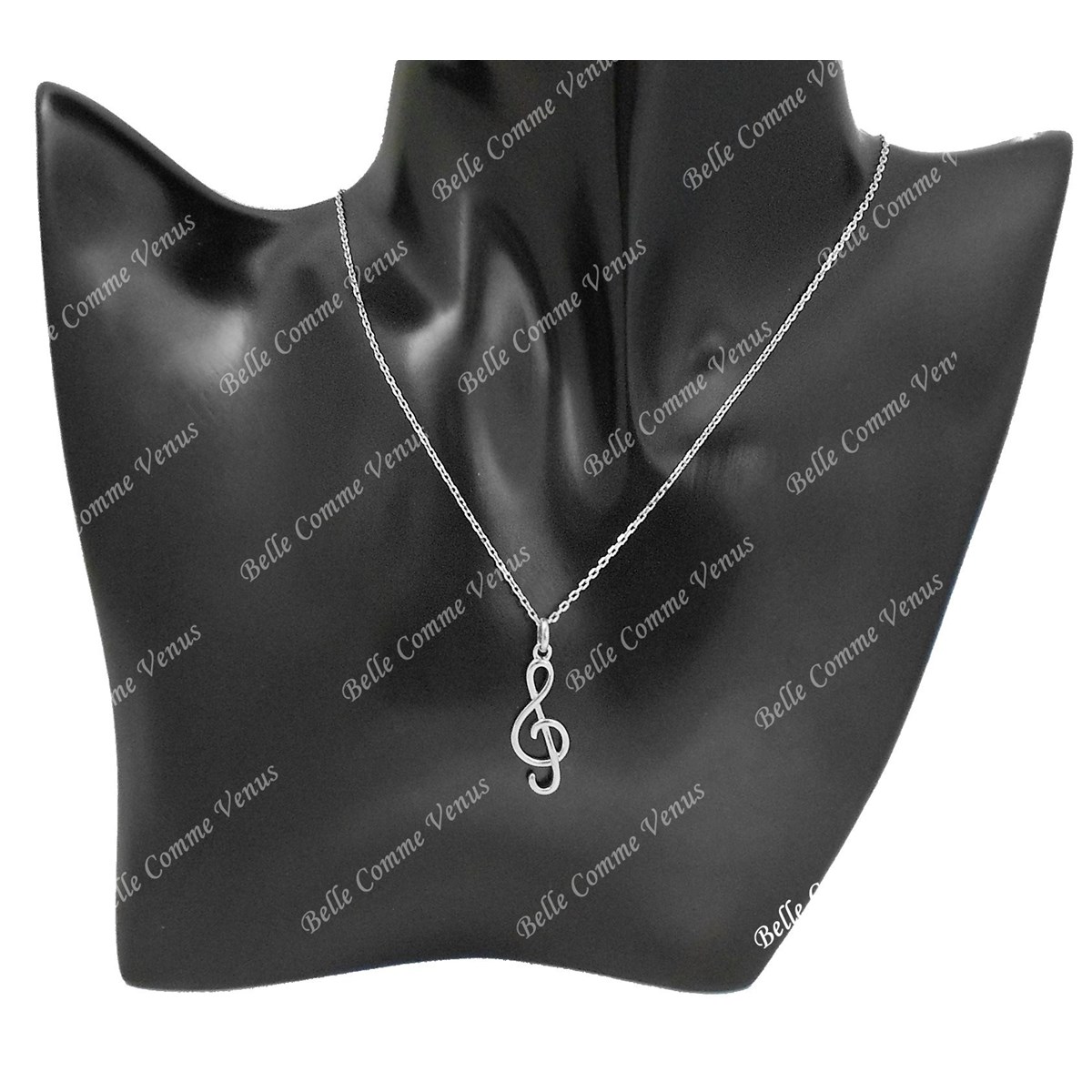Collier clé de sol note de musique Argent 925 Rhodié