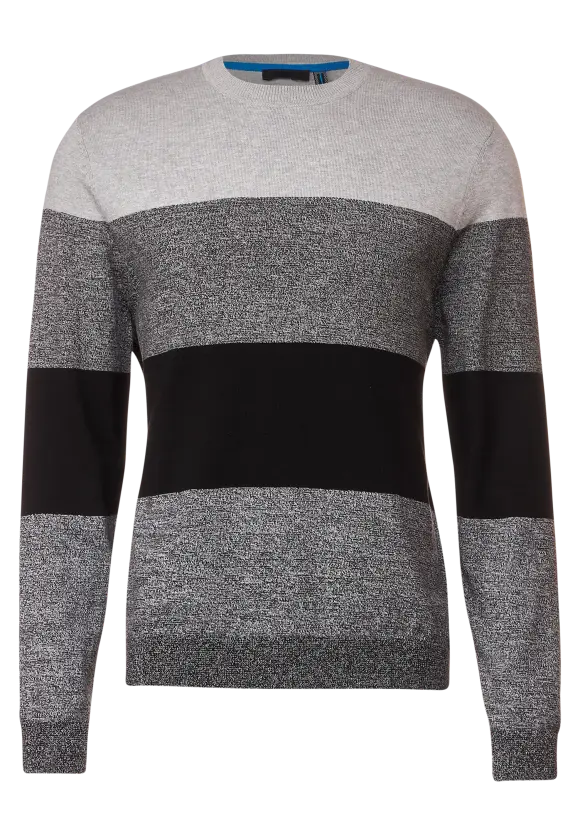 Gestreifter Strickpullover - Black