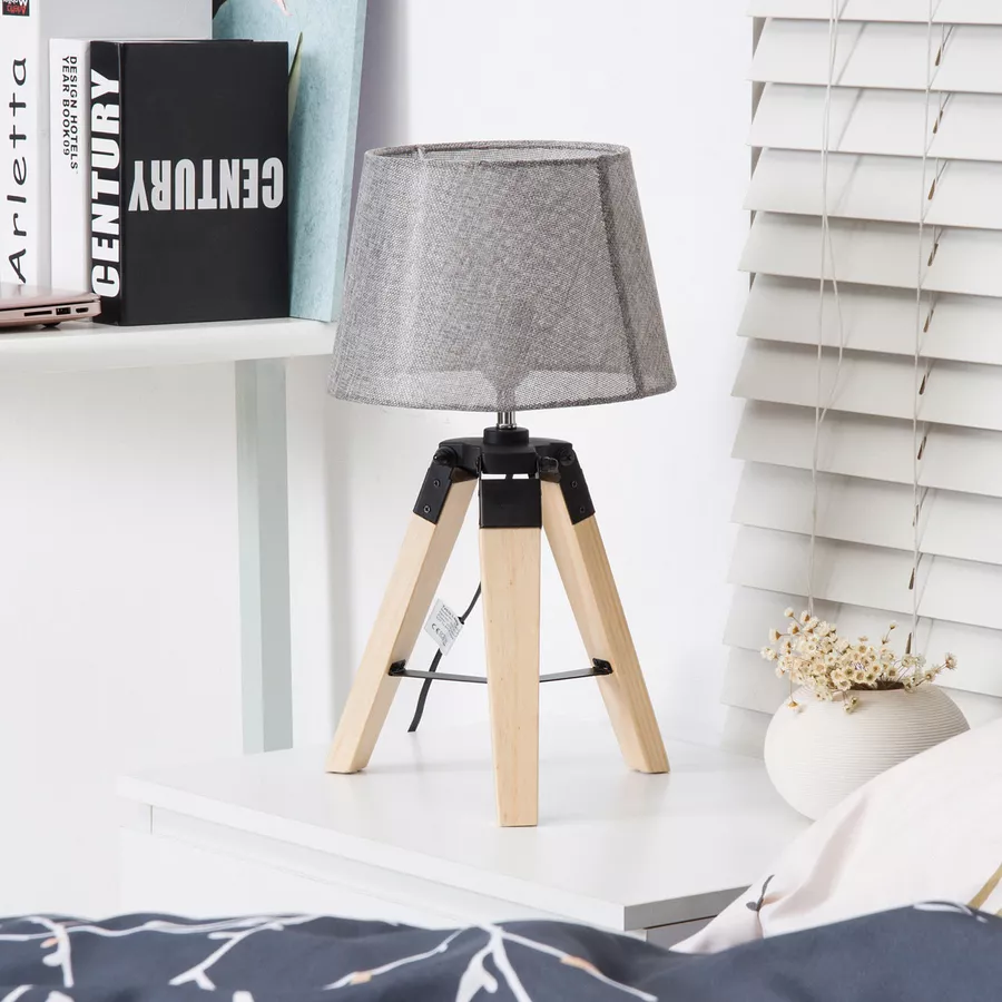 HOMCOM Tischlampe natur, grau