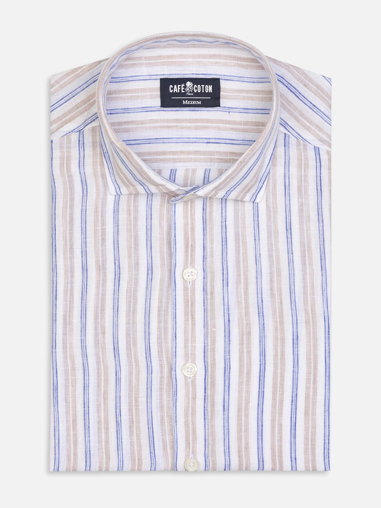 Chemise Rick en lin à rayures sable