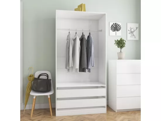 Garde-robe Blanc brillant 100x50x200 cm Bois d'ingénierie