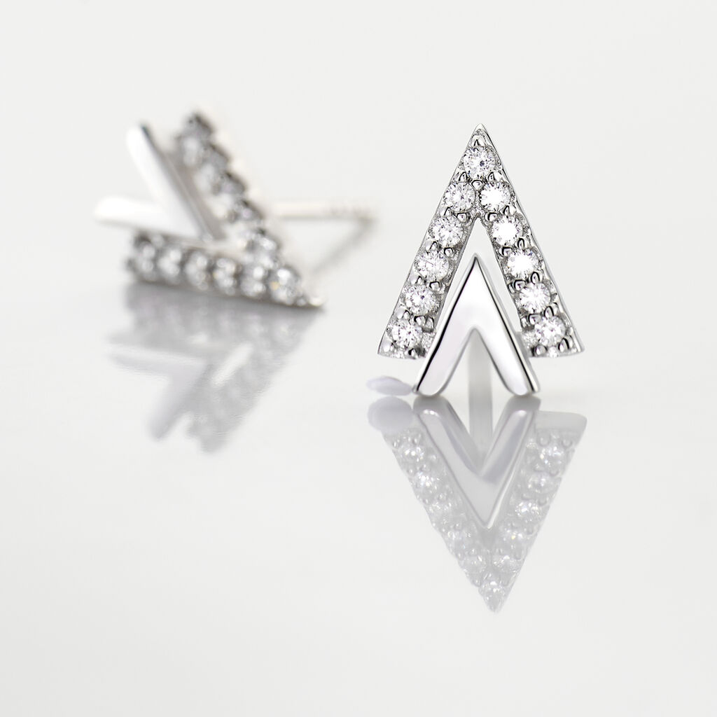 Boucles D'oreilles Puces Guenolee Argent Blanc Oxyde De Zirconium