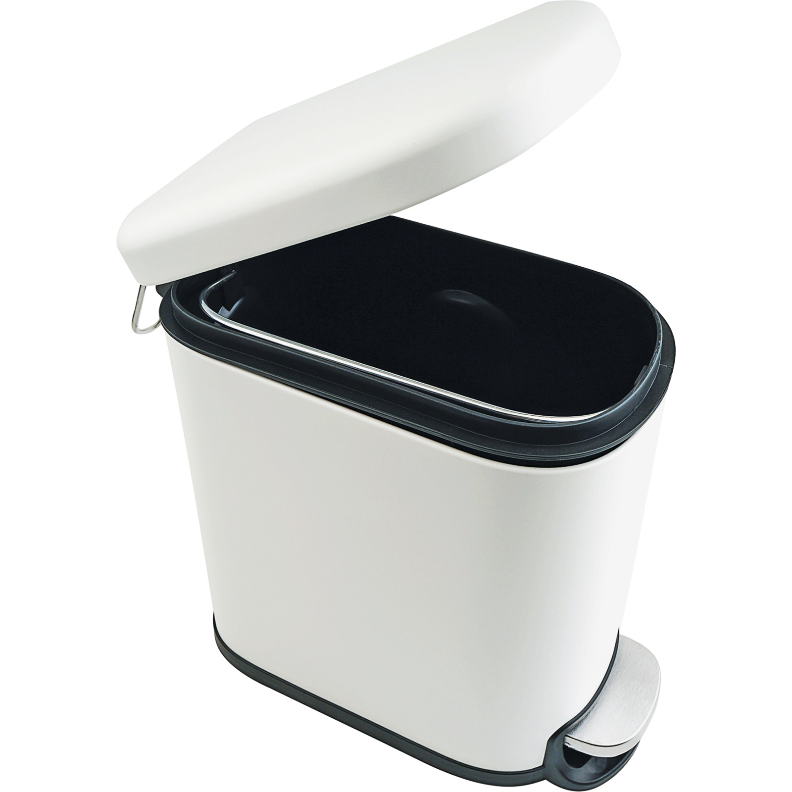 Treteimer Edelstahl 5L weiss schmal