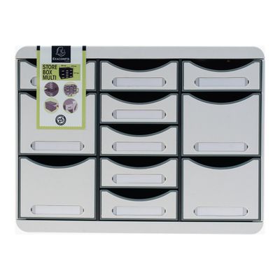Exacompta Office Store-Box Multi - Module de classement 11 tiroirs - gris clair