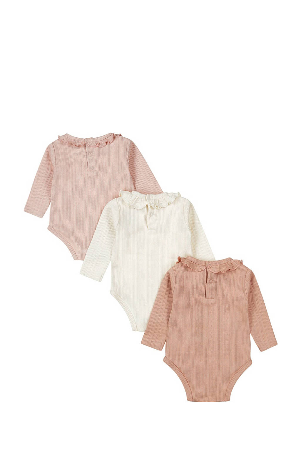 Dirkje romper - set van 3 roze/wit
