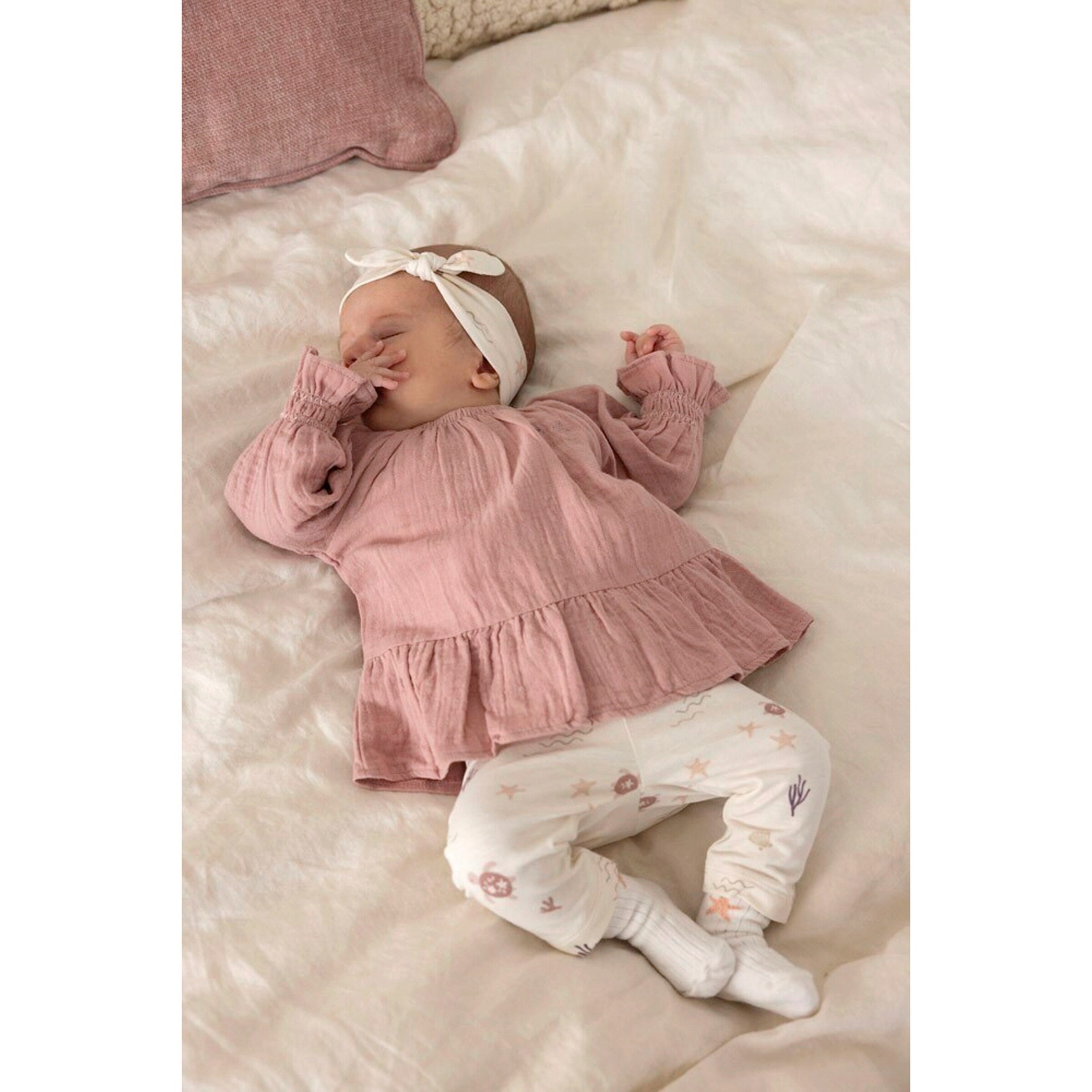 Feetje Musselin-Shirt langarm Rüschen altrosa