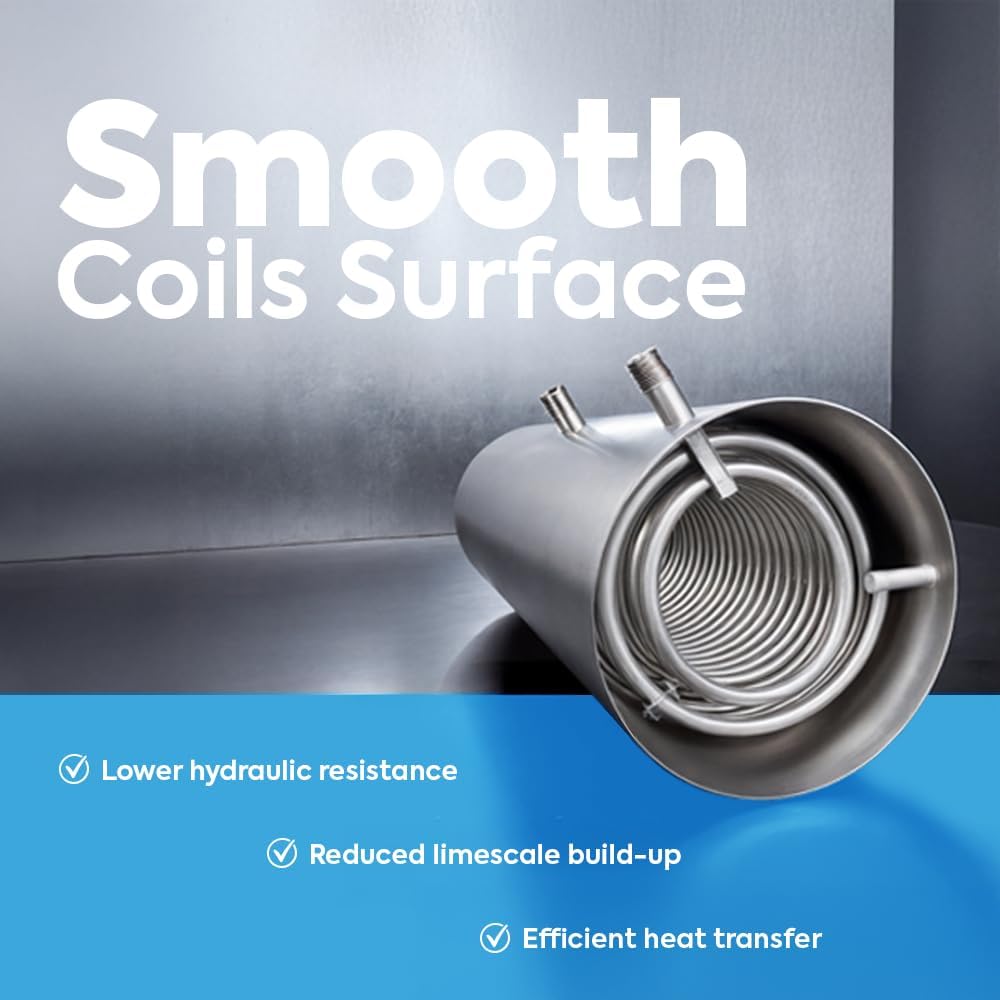TECHGLOBE - Brauchwasserspeicher mit 2 Wärmetauscher (1.8 + 2.4 m²) - Komplett aus Edelstahl - Energieeffizient Warmwasserspeicher- mit 50mm Isolierung (200 L)