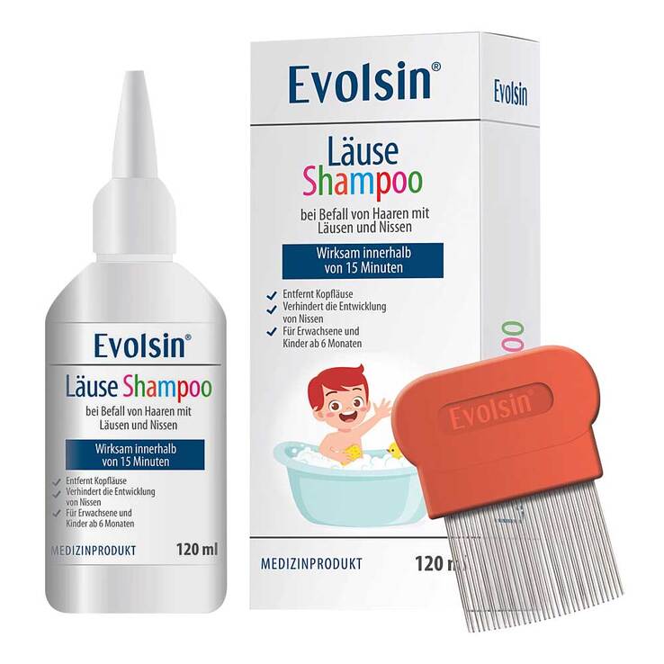 Evolsin Läuseshampoo mit Läusekamm, 120 ml