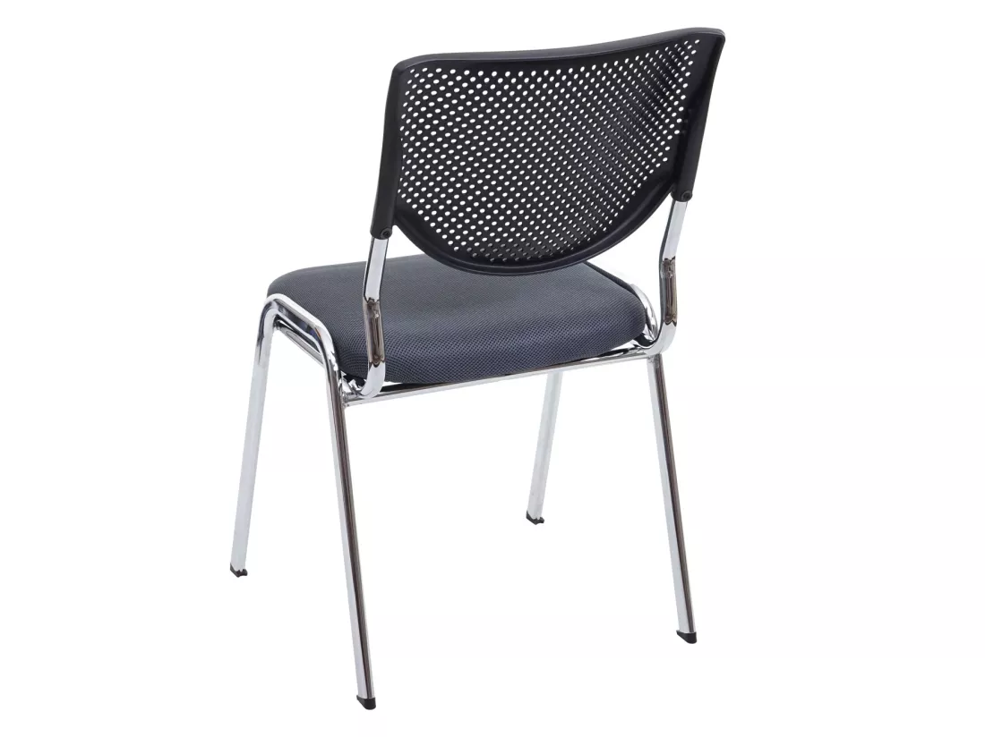 Chaise visiteur H401 Empilable (lot de 2), siège gris foncé, pieds chromés