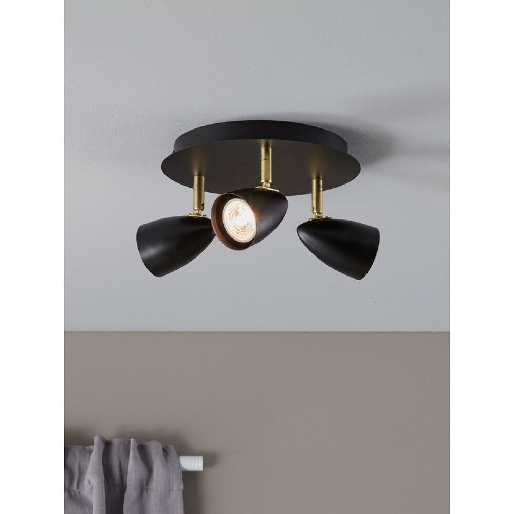 SPOTRONDELL MARKSLÖJD CIRO CEILING 3 SVART/MESSING