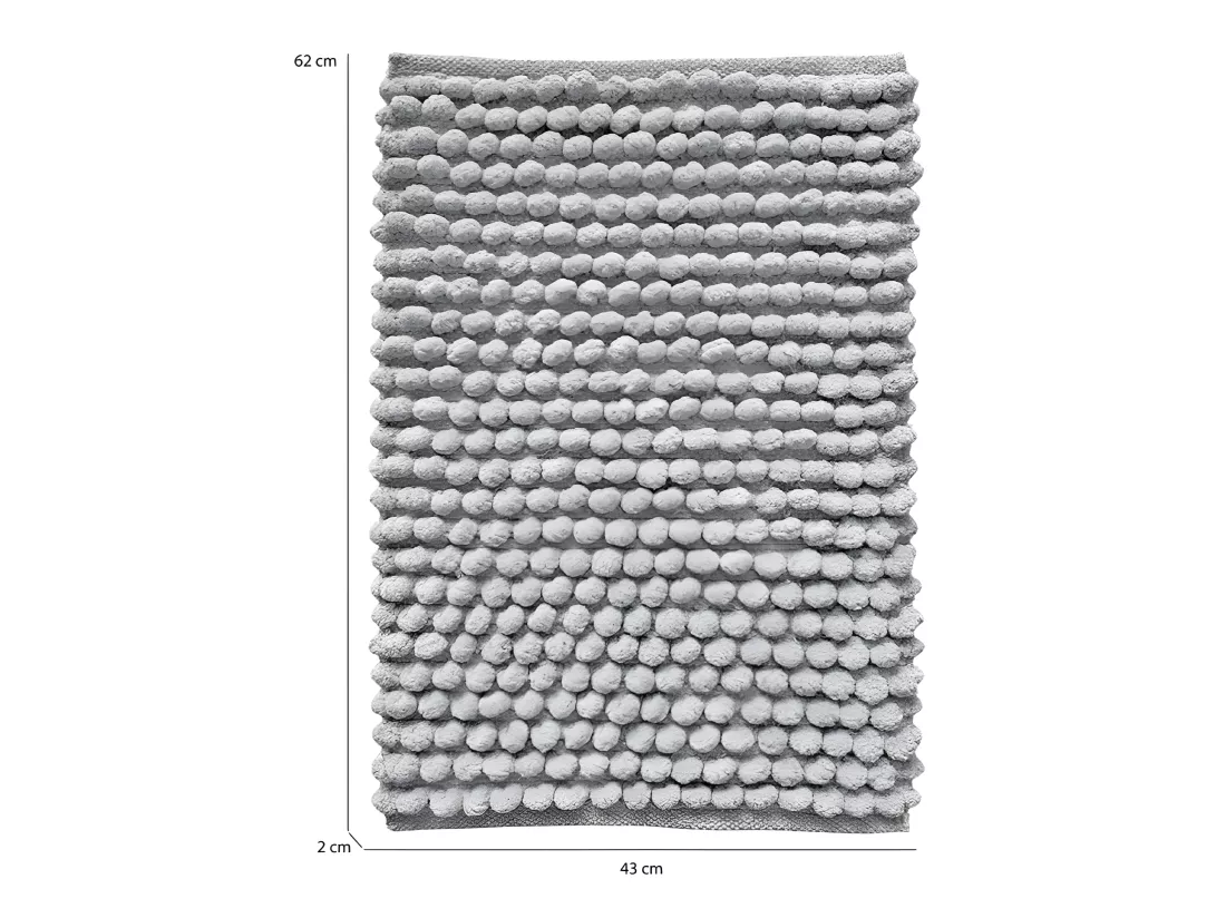 Lot 2 tapis de salle de bain 40 x 60 cm mini pompon gris - MARIE