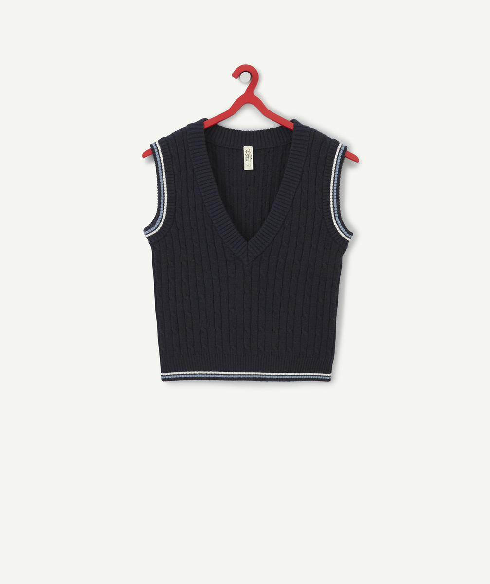 PULL SANS MANCHES FILLE BLEU MARINE