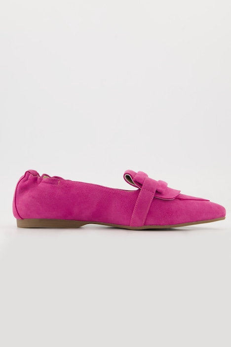 Leder-Ballerinas, Veloursleder, elastische Ferse, Weite H