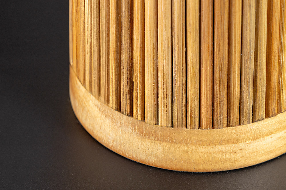 Handgearbeitete Tischlampe GATSBY 50cm natur weiß Weiden- und Kiefernholz