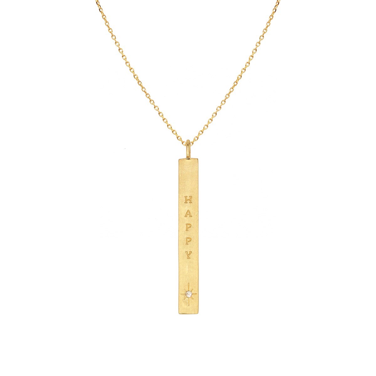 Collier message Happy doré à l'or fin 24K et zircon ORACLES