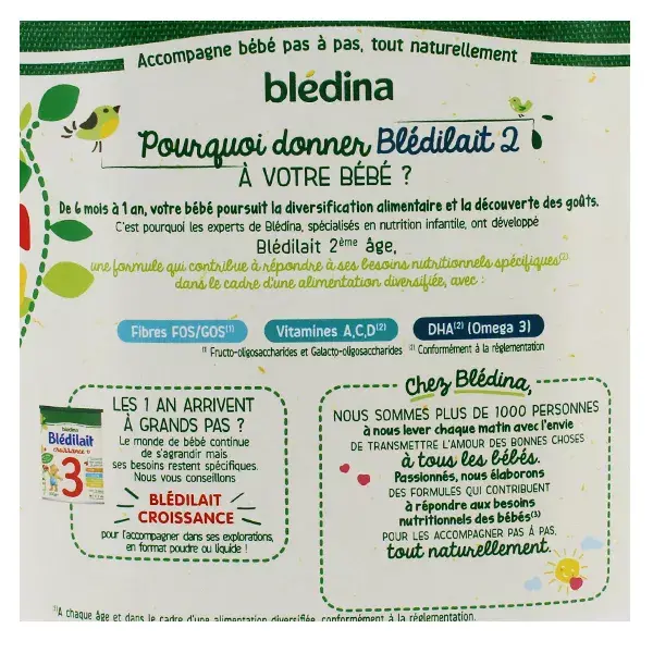Leite de transição Blédina Blédilait 2ª Etapa 900g