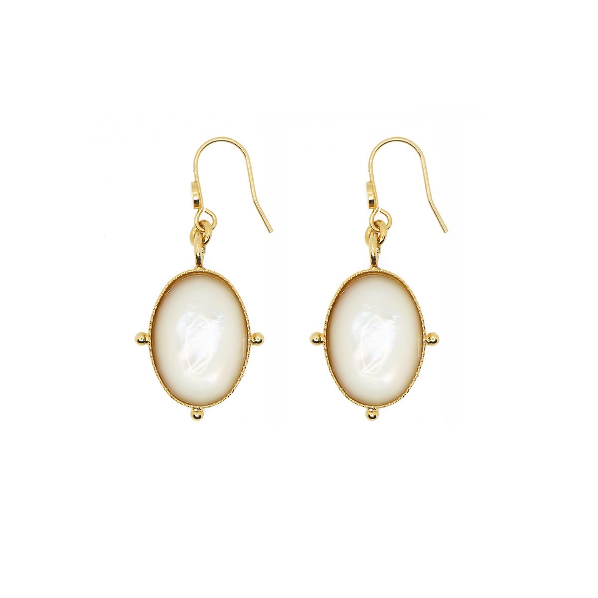 Boucles pierre nacre dorées à l'or fin 24k NEW CALYPSO