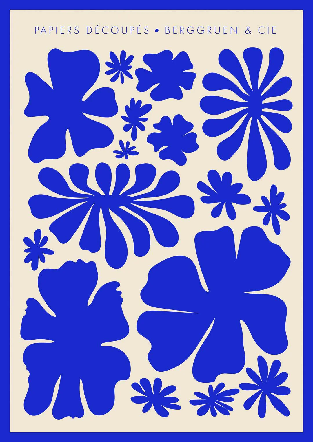 Groovy Flowers blue Papiers Découpés Kunstausstellung