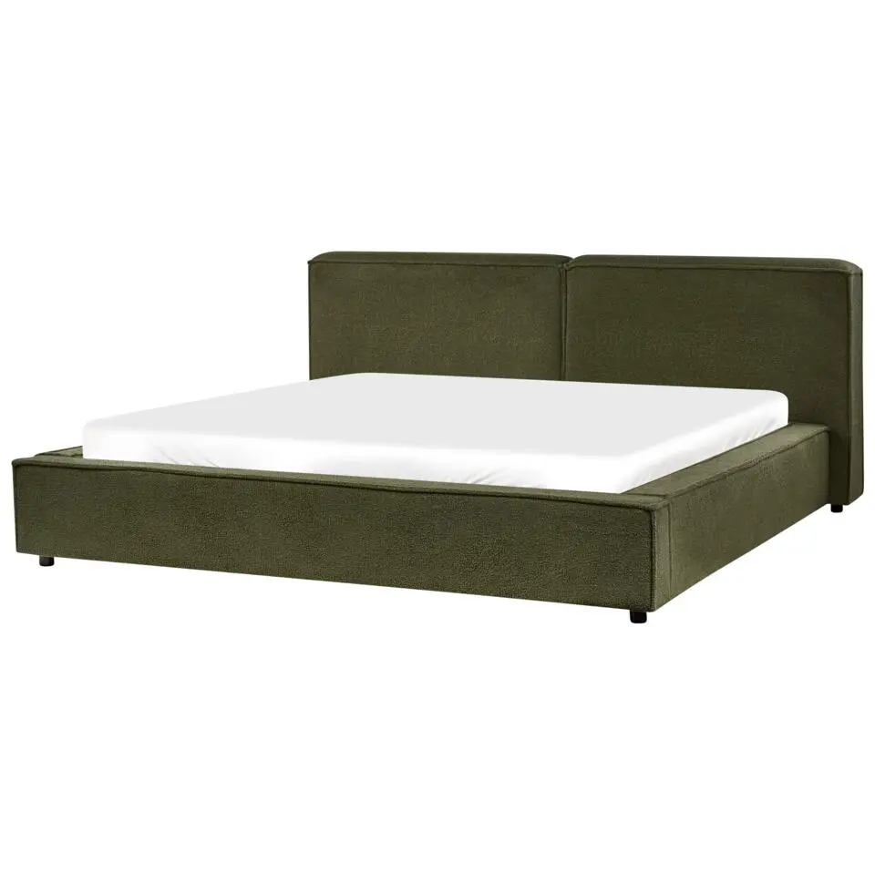LINARDS - Bed - Donkergroen - 180 x 200 cm - Bouclé