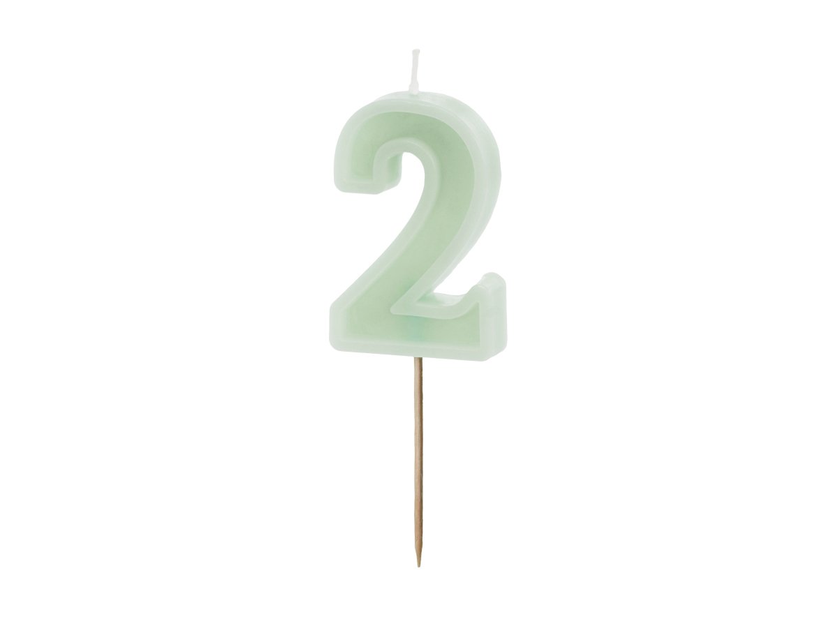 2 Jaar Kaars Mintgroen 10cm