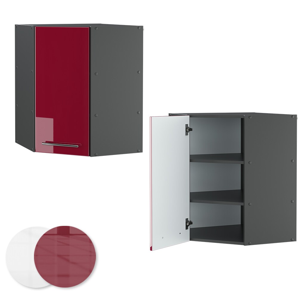 VICCO Eck Hängeschrank 57 cm Bordeaux Hochglanz Küchenschrank Hängeschrank Küchenzeile Fame-Line