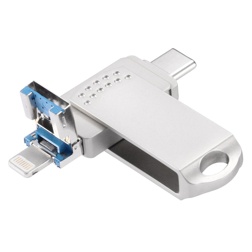 (256GB) 3in1 USB Lightning / USB C / USB A Speicher Stick Flash Drive USB 3.0 - Silber