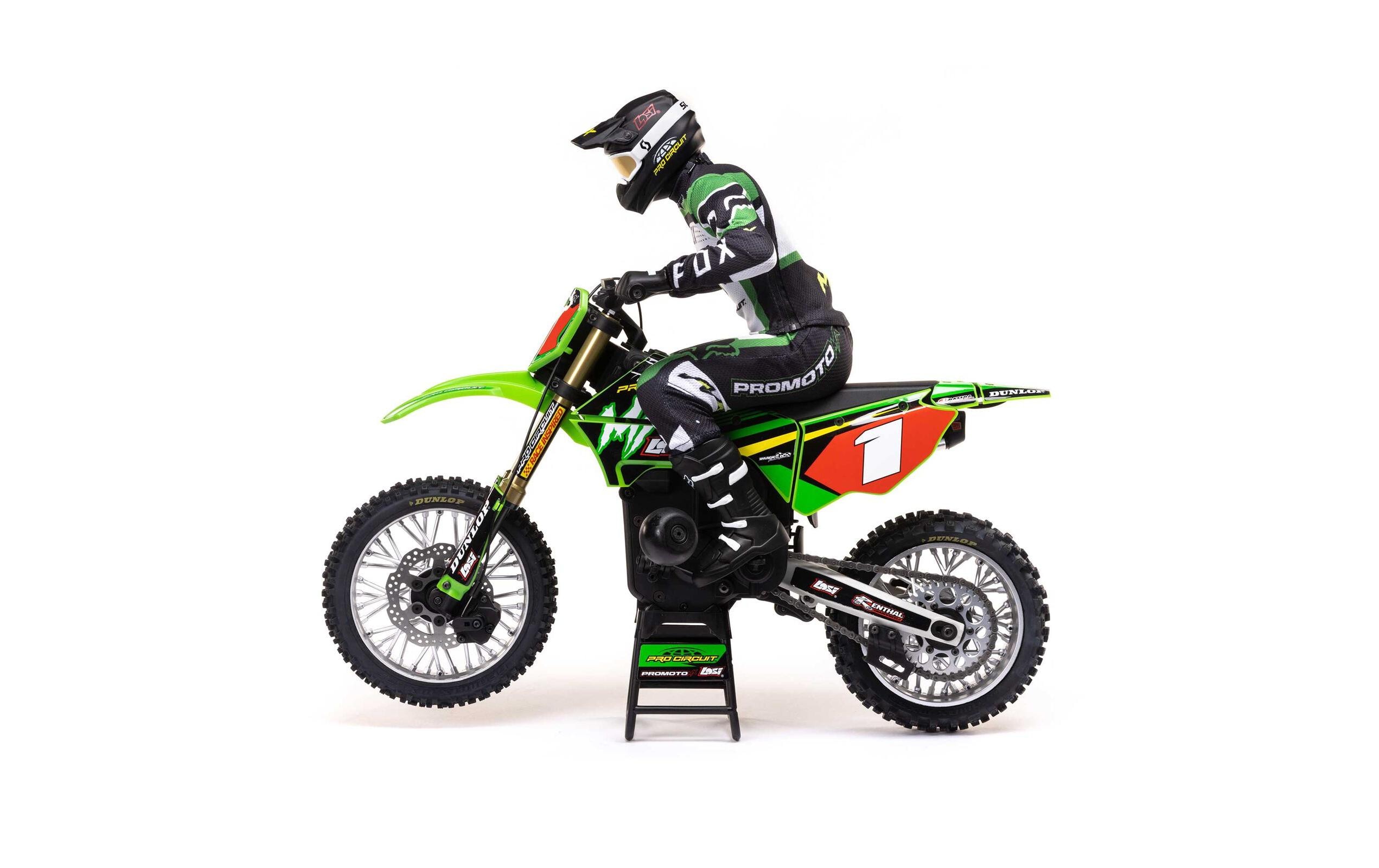 Motorrad Promoto MX Grün, RTR, 1:4<br>Leistungsstarkes RC Motocross Bike