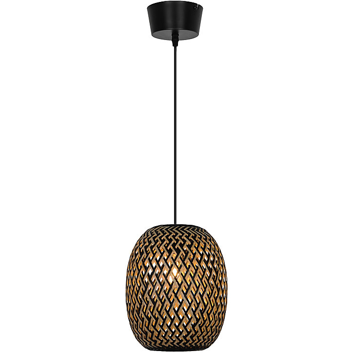 Suspension Havant bambou et métal noir ⌀23 x H.124cm 25W GoodHome
