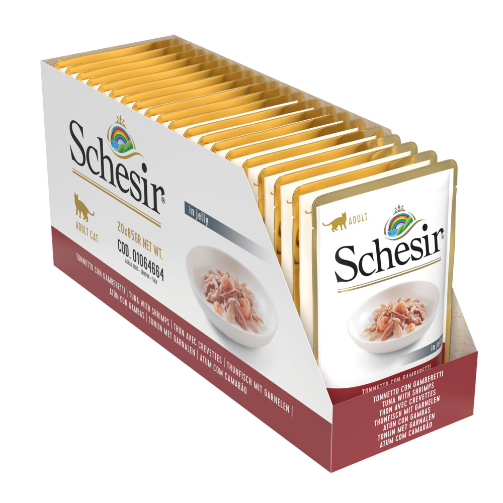 20x Schesir Kattenvoer Tonijn - Garnaal in Gelei85 gr