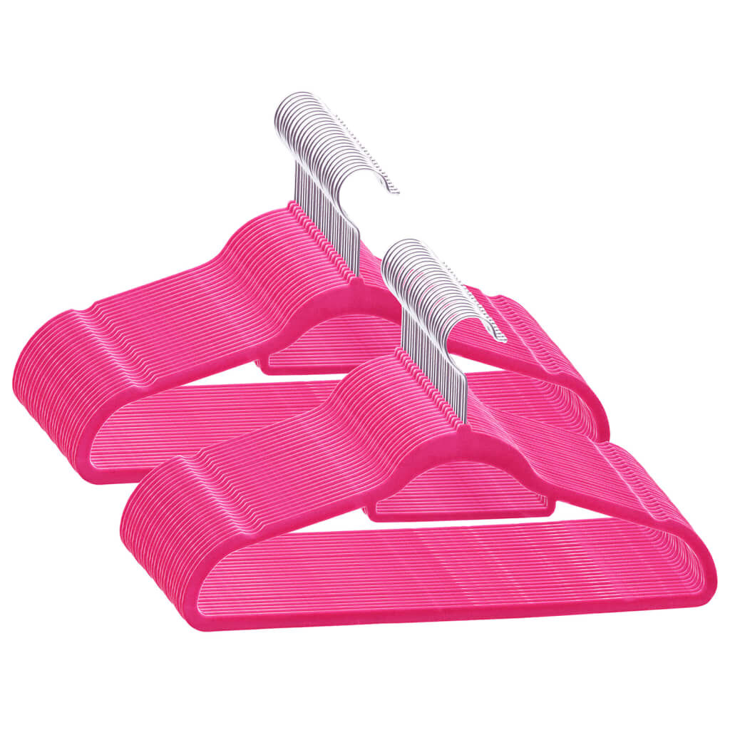 vidaXL 50 stuks Antislip kledinghangers roze fluweel