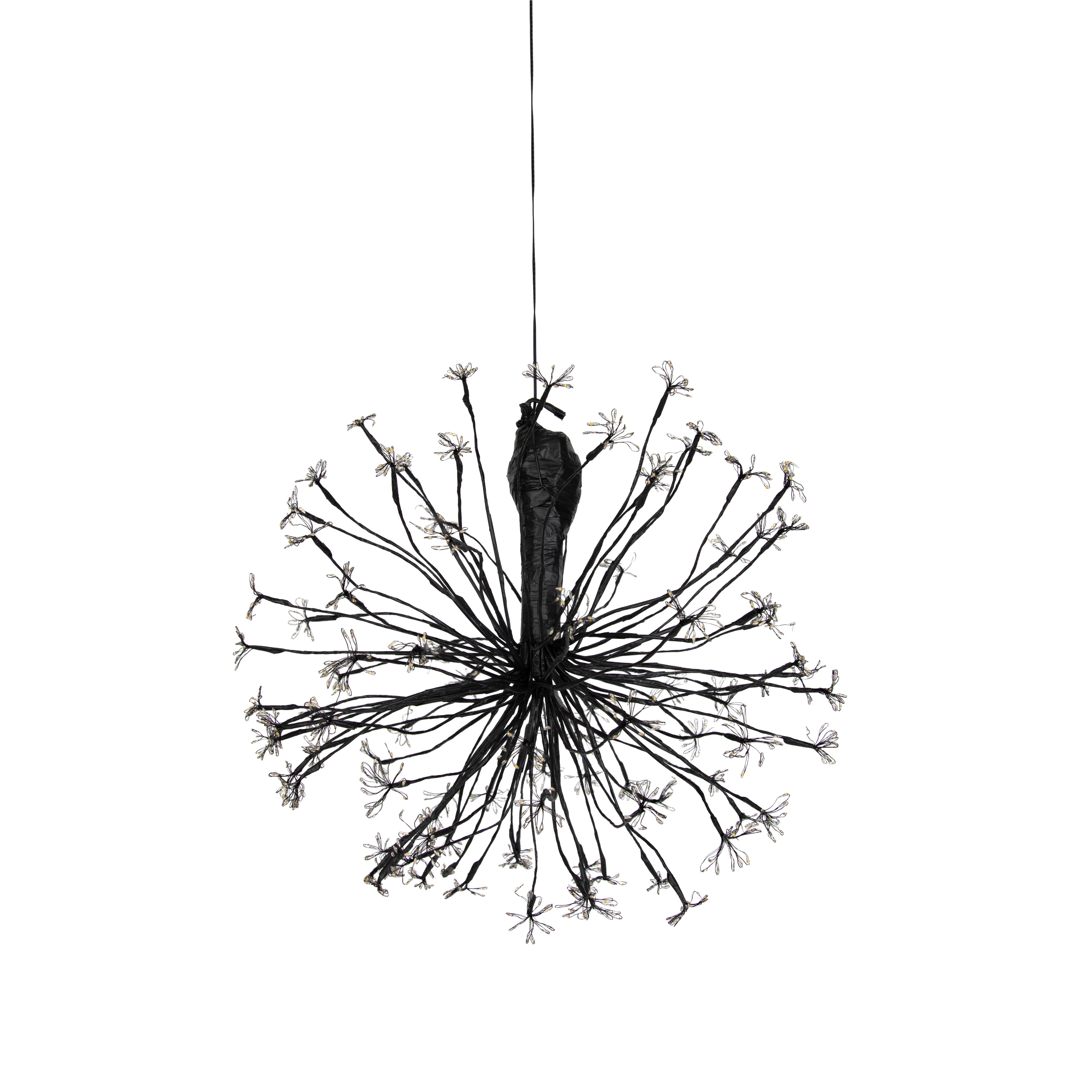 Kerst hanglamp bol zwart 60cm incl. LED met timer IP44 - Nobu