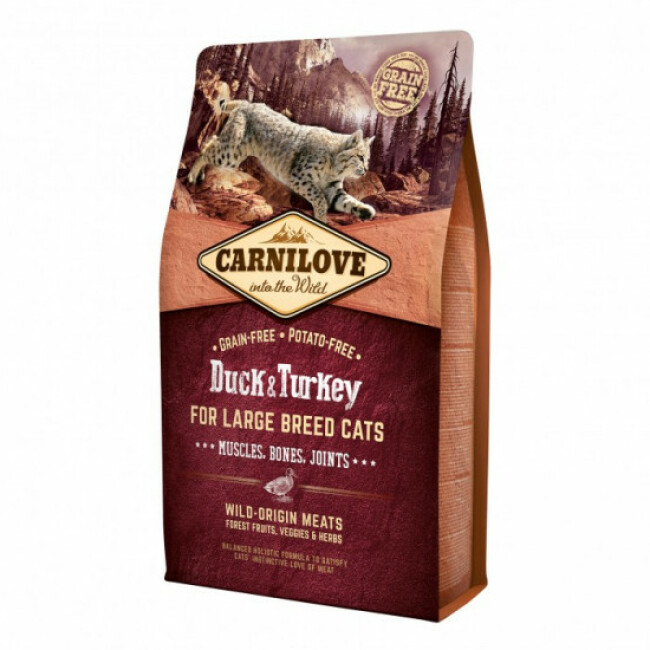 Croquettes Carnilove pour chat grande race Canard & Dinde