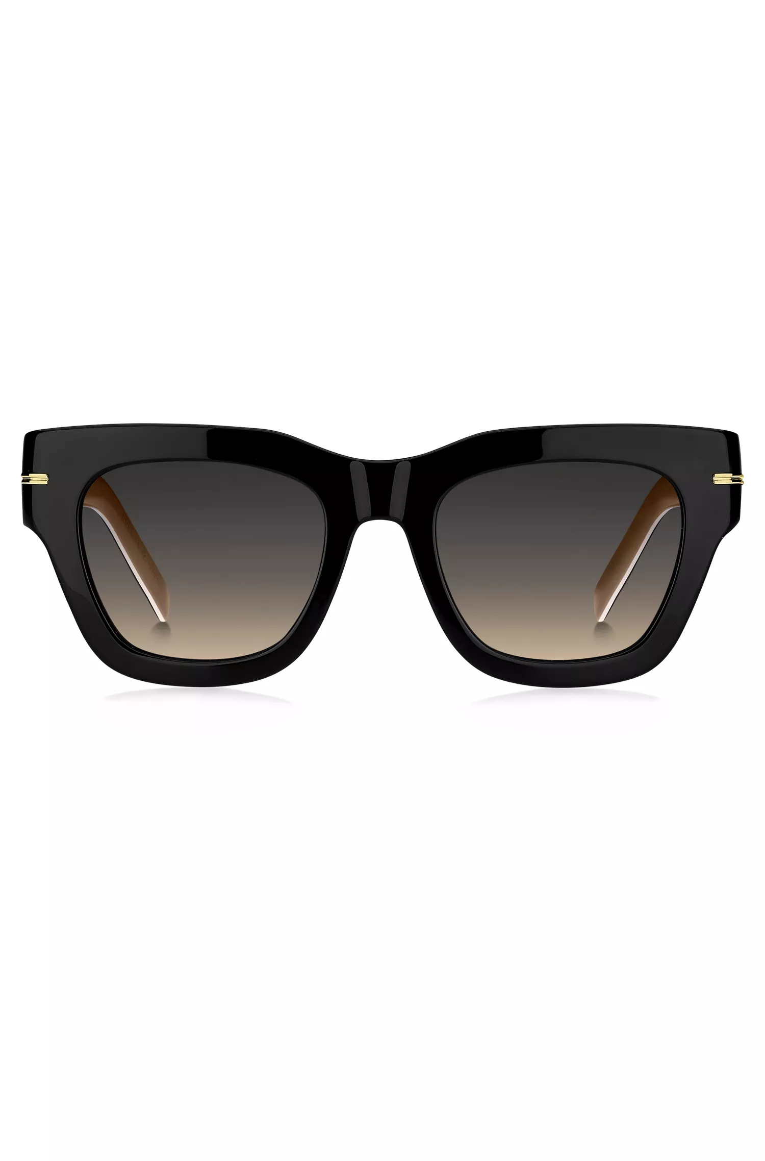 Óculos de sol BOSS em acetato preto com alça de corrente.