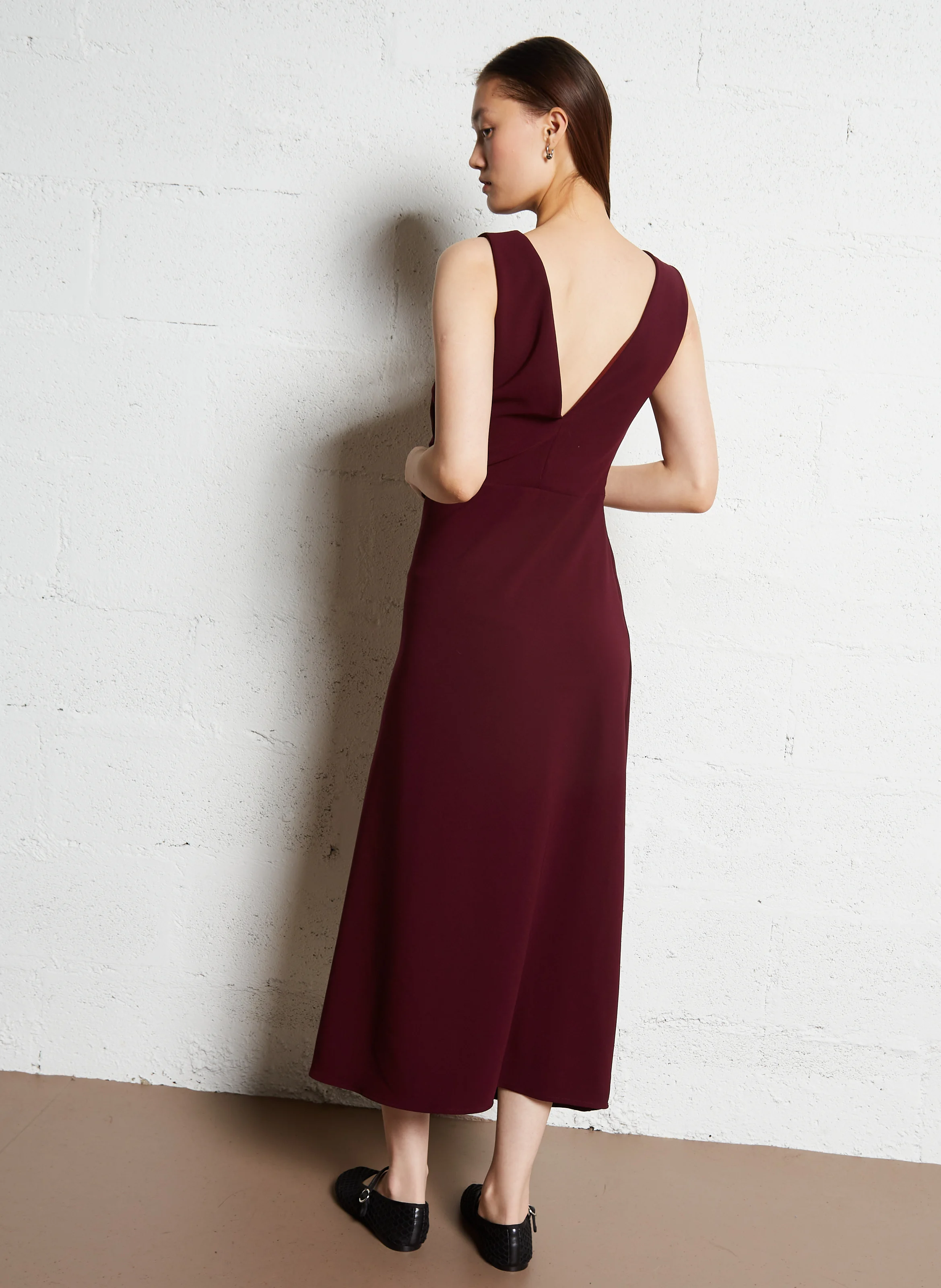 Robe longue encolure carrée| Rouge