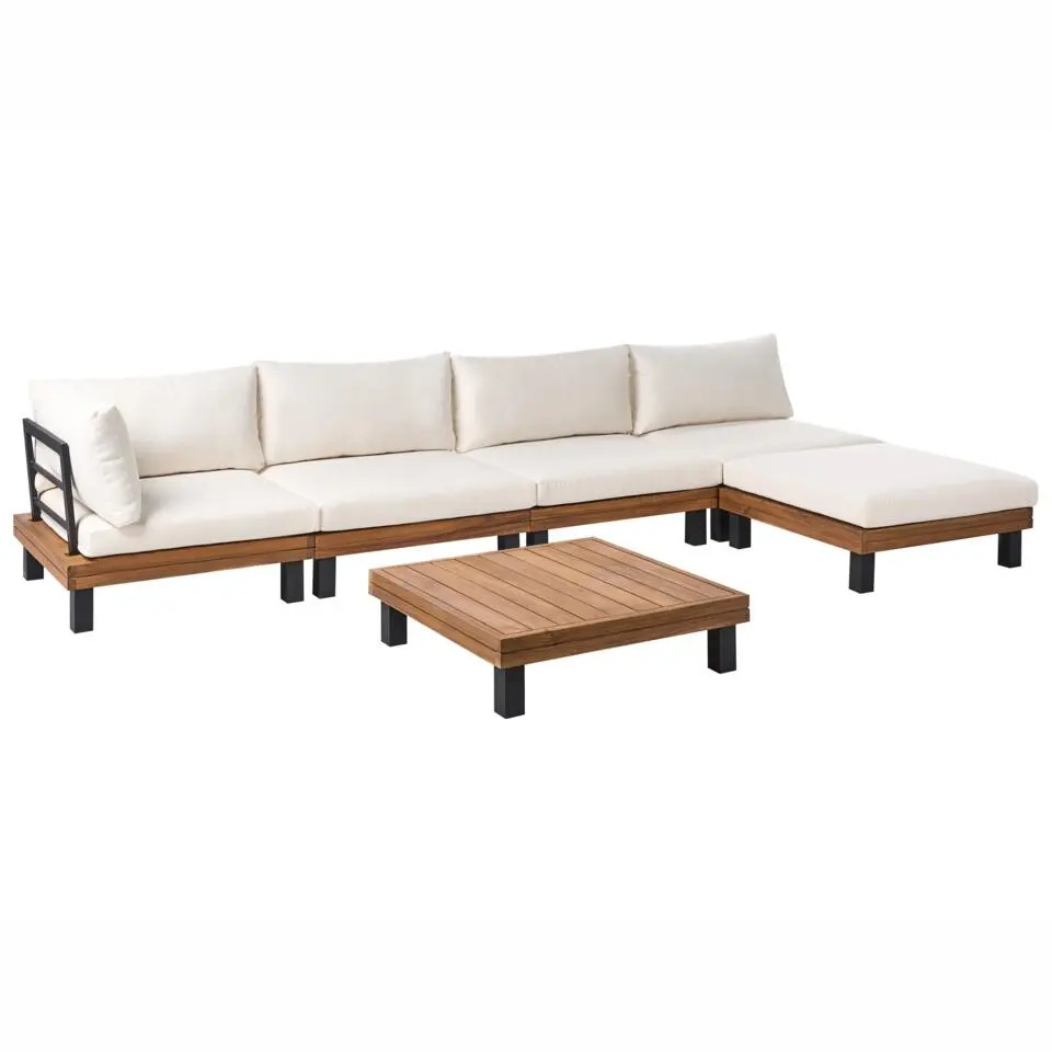 FRAZZANO - Loungeset - Gebroken wit - Gecertificeerd acaciahout