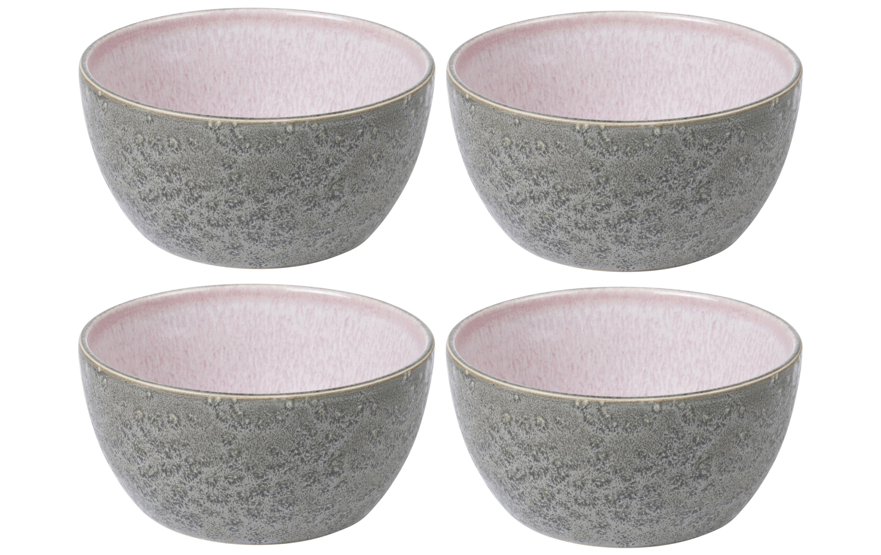 Snackschale 14 cm, 4 Stück, Grau/HellpinkDipschalen aus Steinzeug