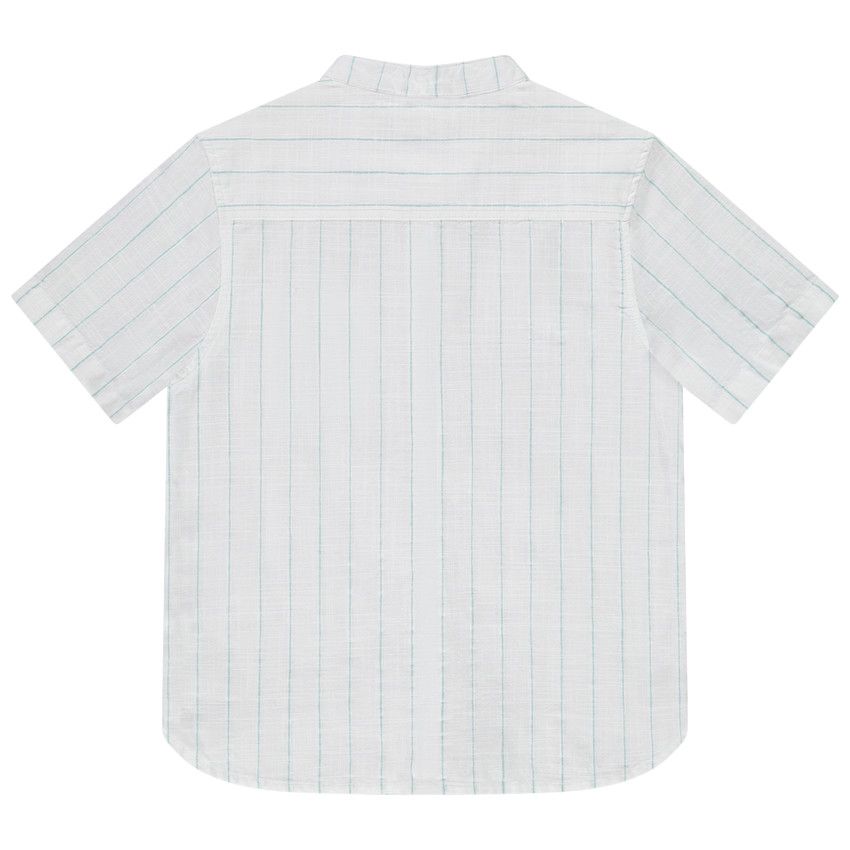 Chemise manches courtes rayée col mao pour garçon - Blanc