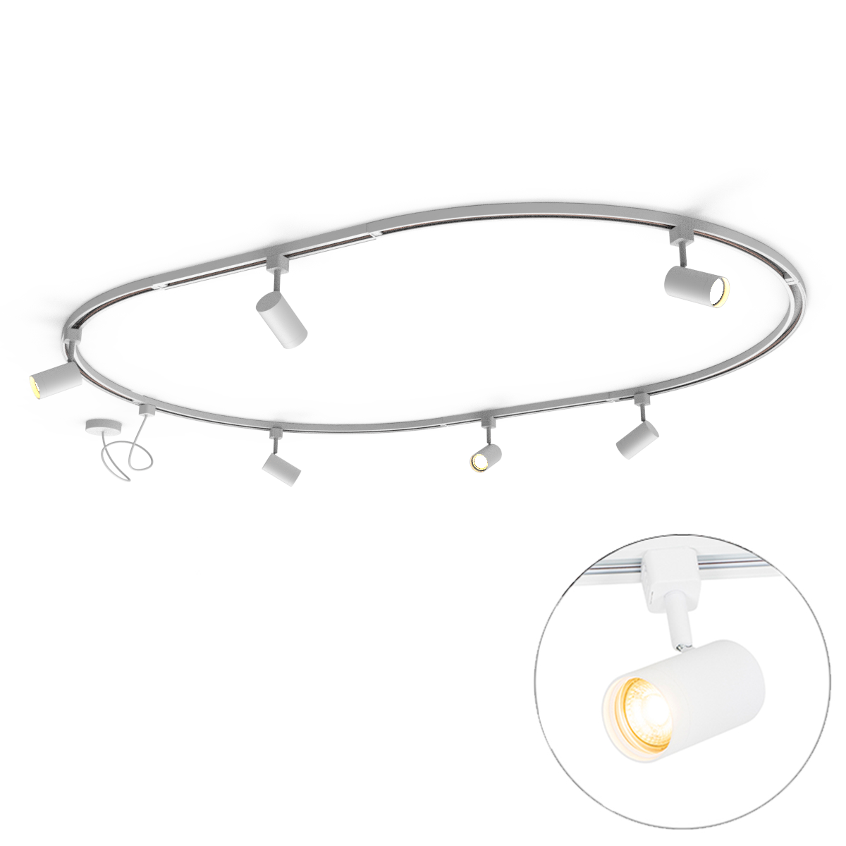 Modern railsysteem met 6 spots wit 1-fase ovaal 100cm - Iconic Jeana