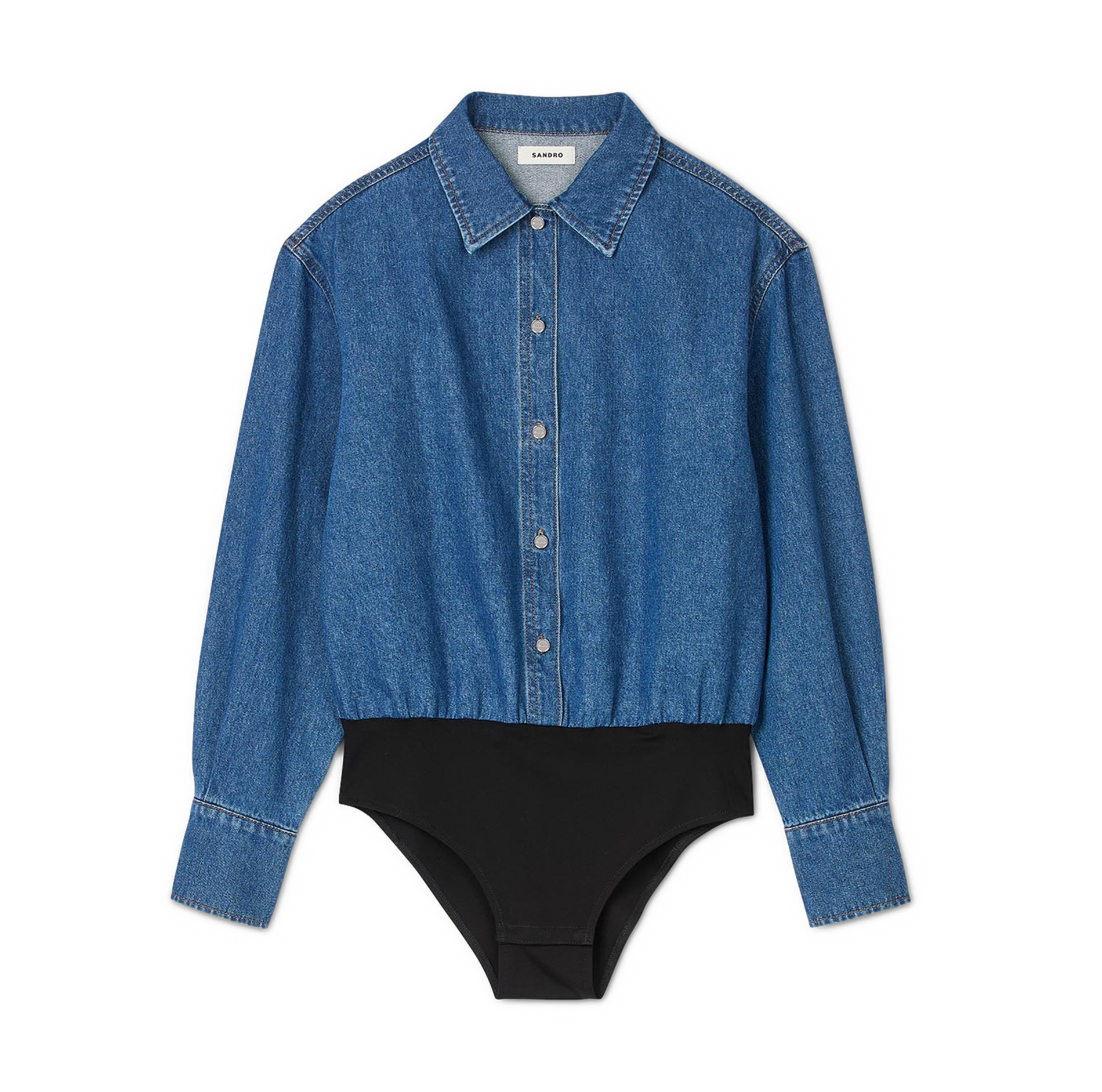 Chemise body jean en coton | Bleu