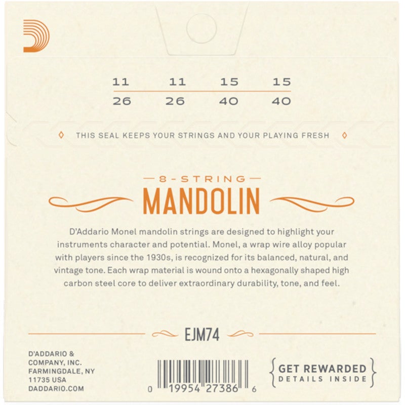 D'Addario EJM74 Monel Medium 11-40 snaren voor mandoline