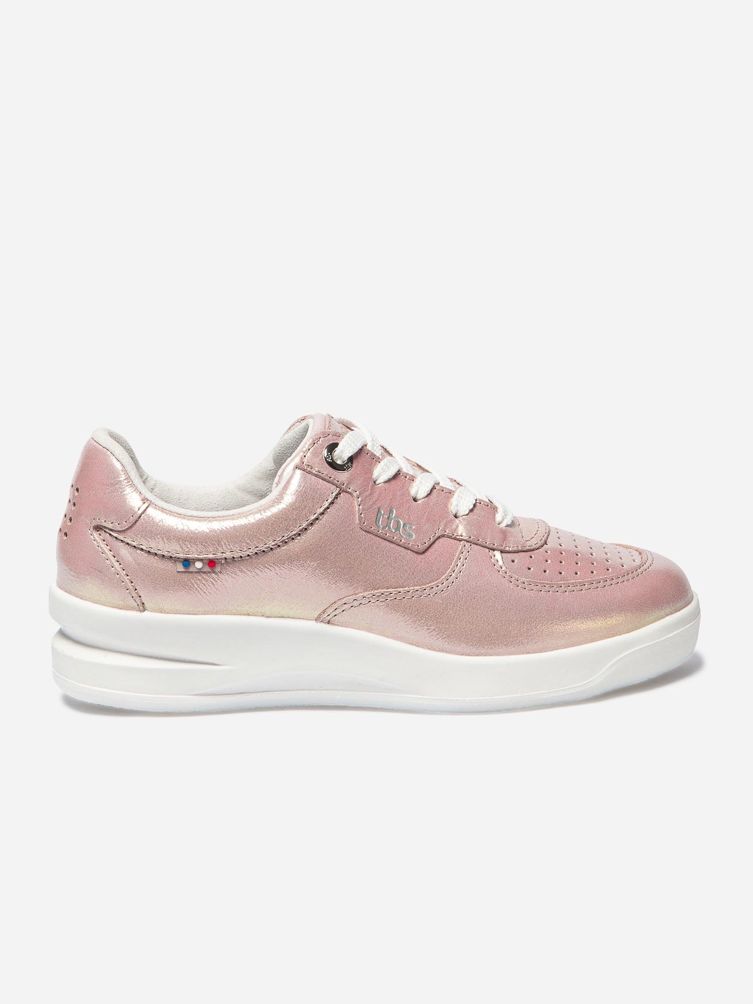 Baskets Femme Fabriquées en France Cuir Rose Brillant