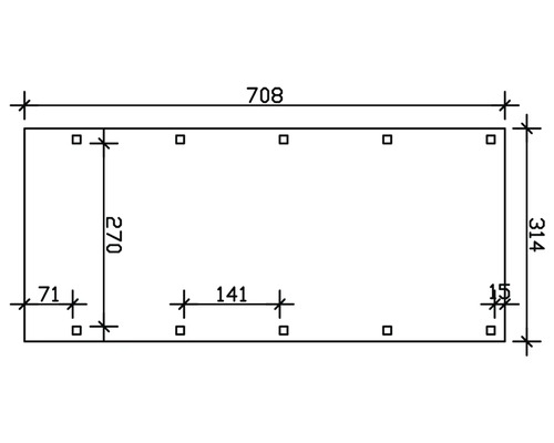 SKAN HOLZ Friesland enkele carport inclusief aluminium dakpanelen en H-paalankers, 314 x 708 cm, notenhout