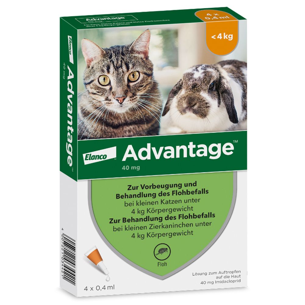 Advantage® 40 mg für Katzen und Zierkaninchen bis 4 kg Körpergewicht
