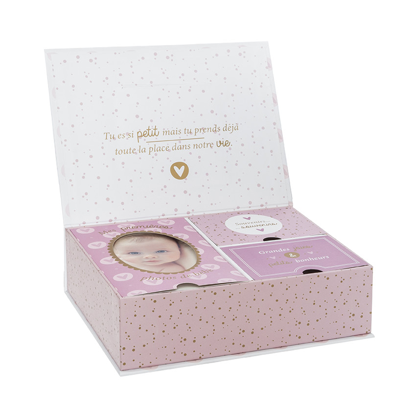Coffret album photos souvenirs - Rose