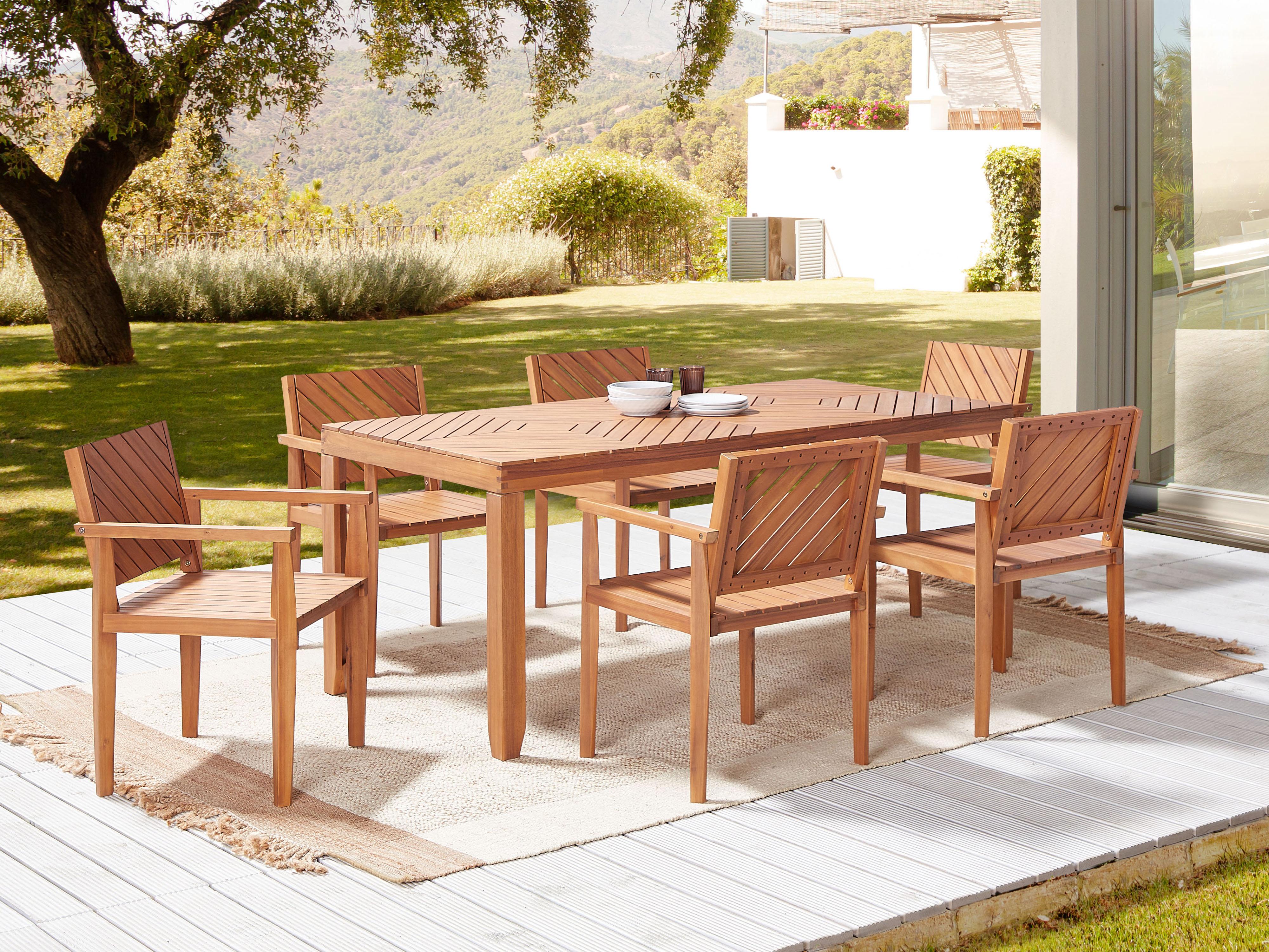 Tuinset 6-zits BARATTI Acaciahout Bruin